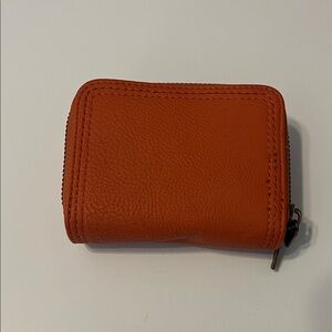 Orange Leather Double Zipper Wallet